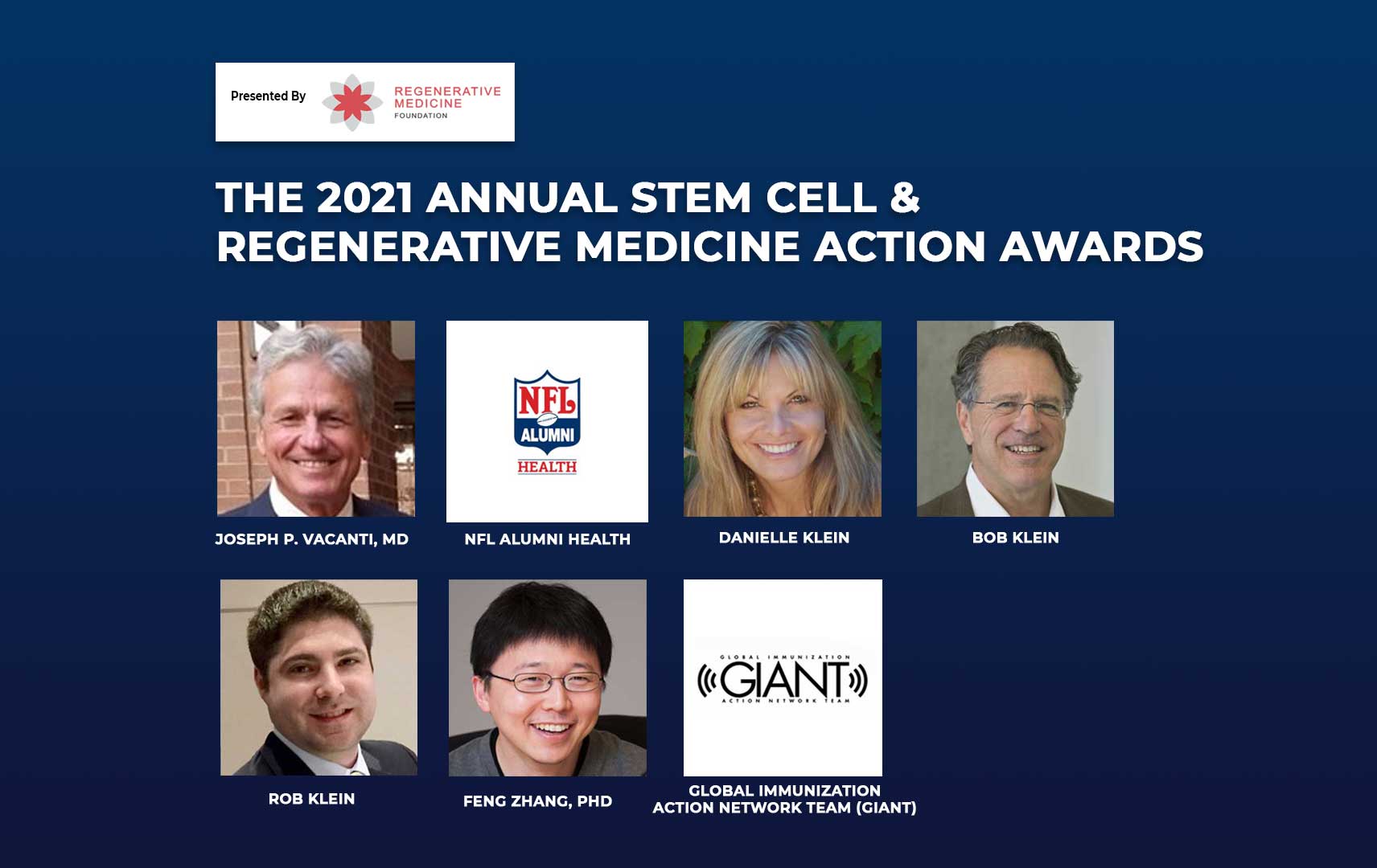 Regenerative Medicine Action Award Honorees for 2021 